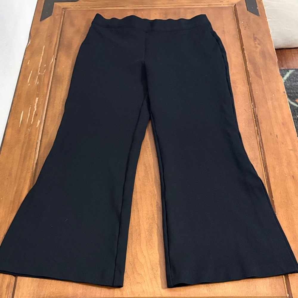 SPANX  Perfect Pant Double Split Hem Black Wide Leg Women's Pants Size Large